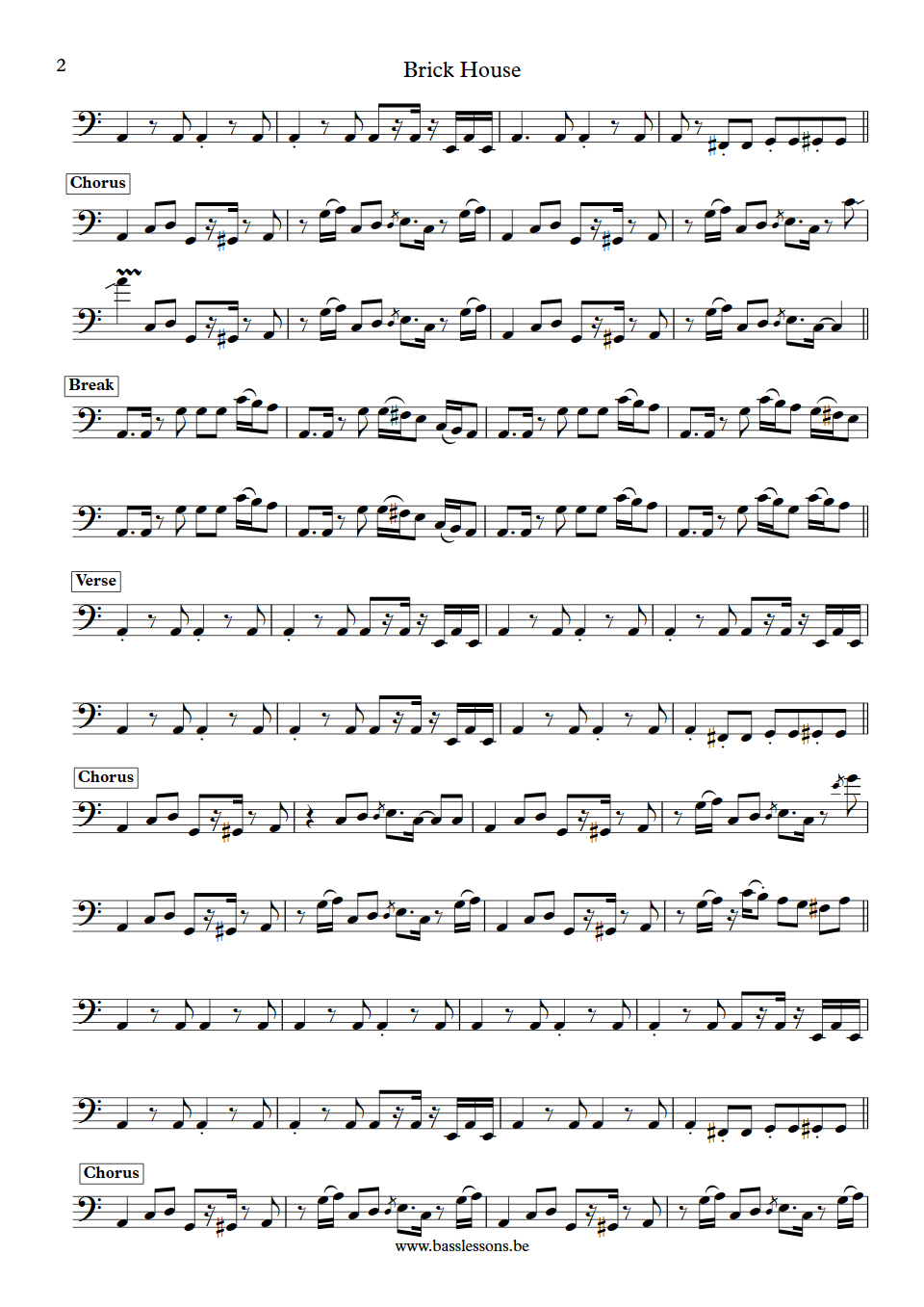 Commodores Brick house Ronald La Pread bass transcription part 2