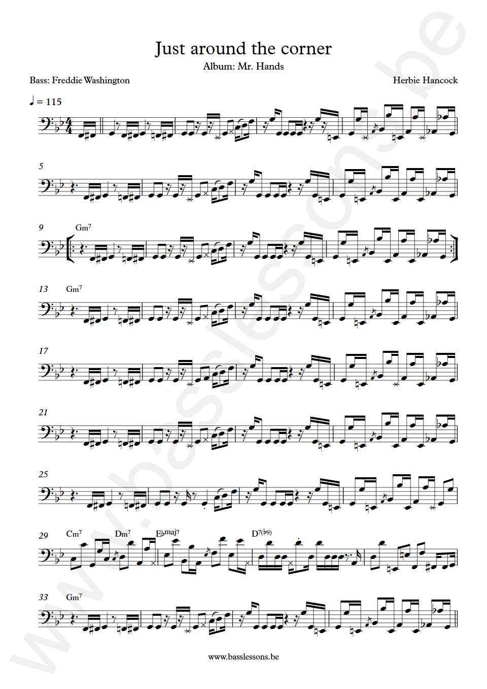 Herbie Hancock Just around the corner Freddie Washington Bass Transcription