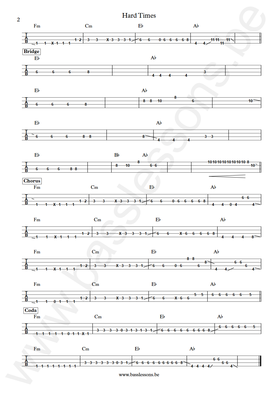 Paramore Hard times Justin Meldal-Johnsen Bass Tab part 2