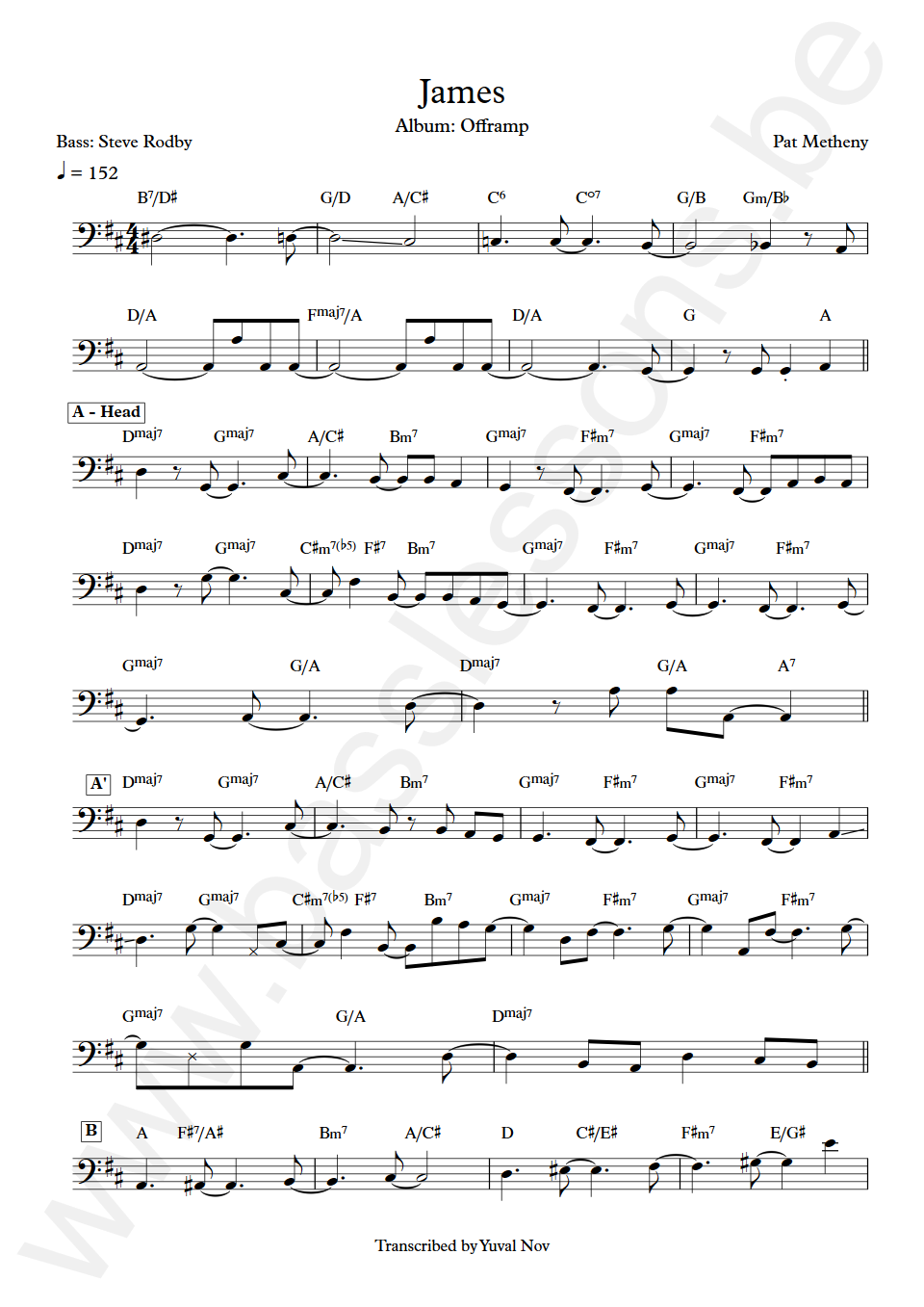 Pat Metheny Group James Steve Rodby Bass Transcription