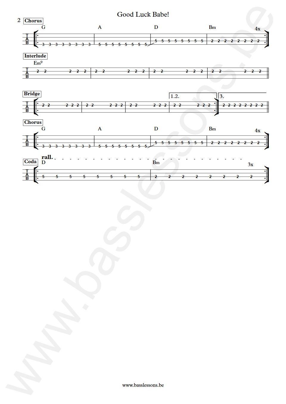 Chappell Roan Good Luck Babe! Daniel Nigro Bass Tab part 2