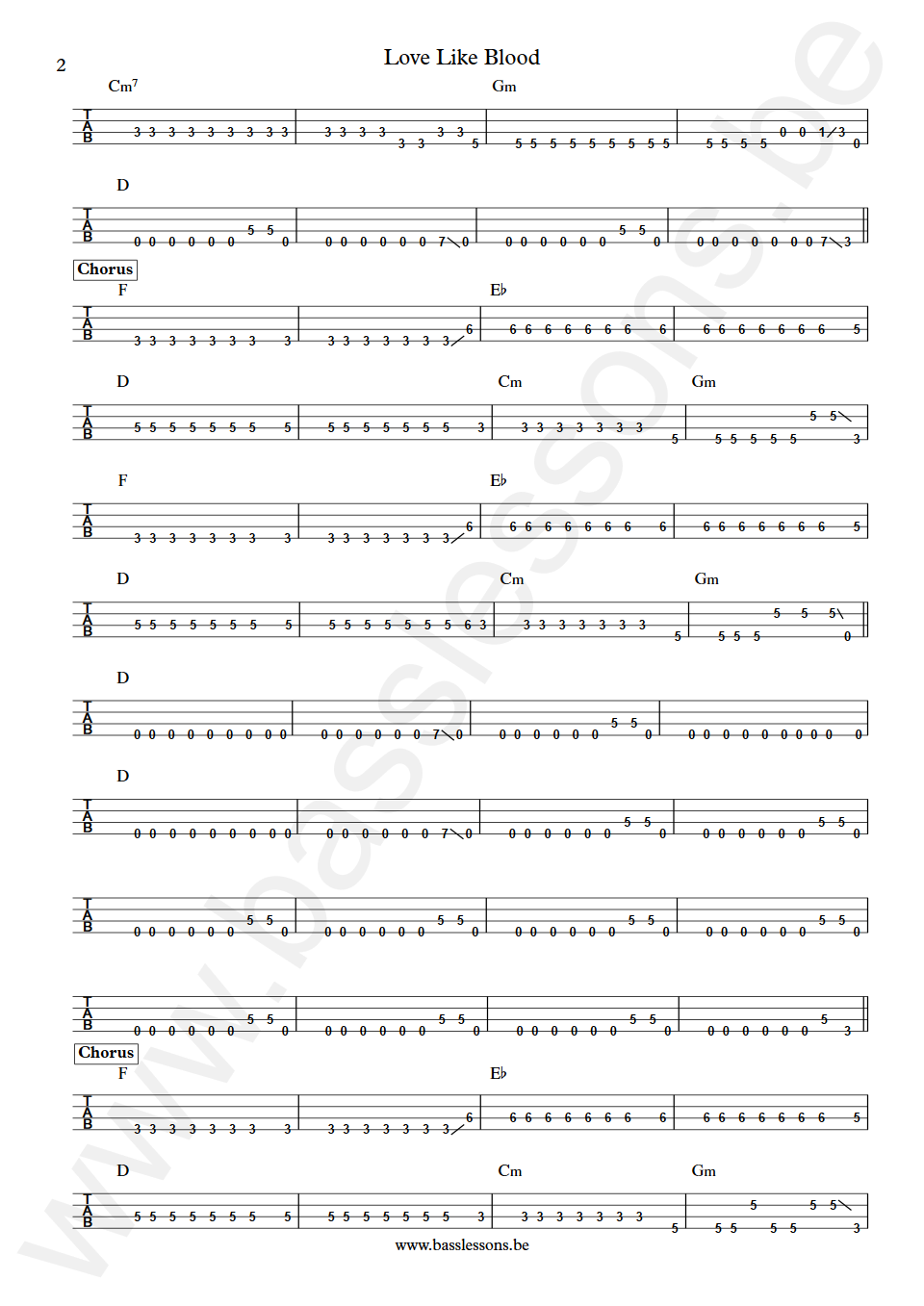 Killing Joke Love Like Blood Paul Raven  Bass Tab drop D part 2