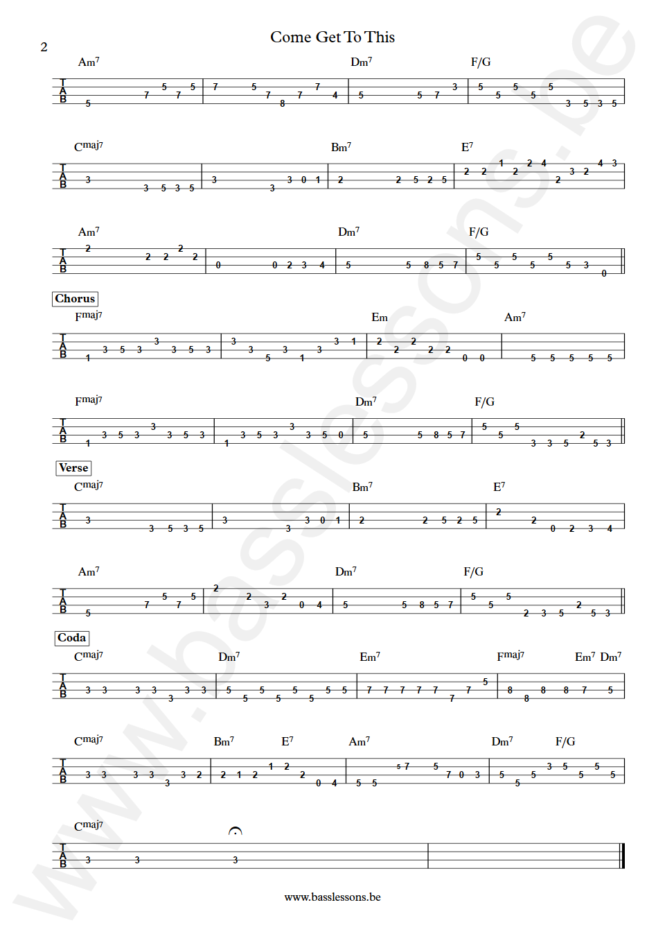 Marvin Gaye Come Get To This James Jamerson Bass Tabs part 2