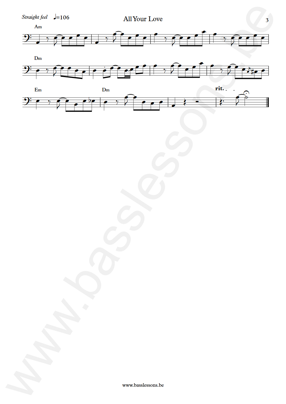 John Mayall Bluesbreakers All Your Love John McVie Bass Transcription part 3