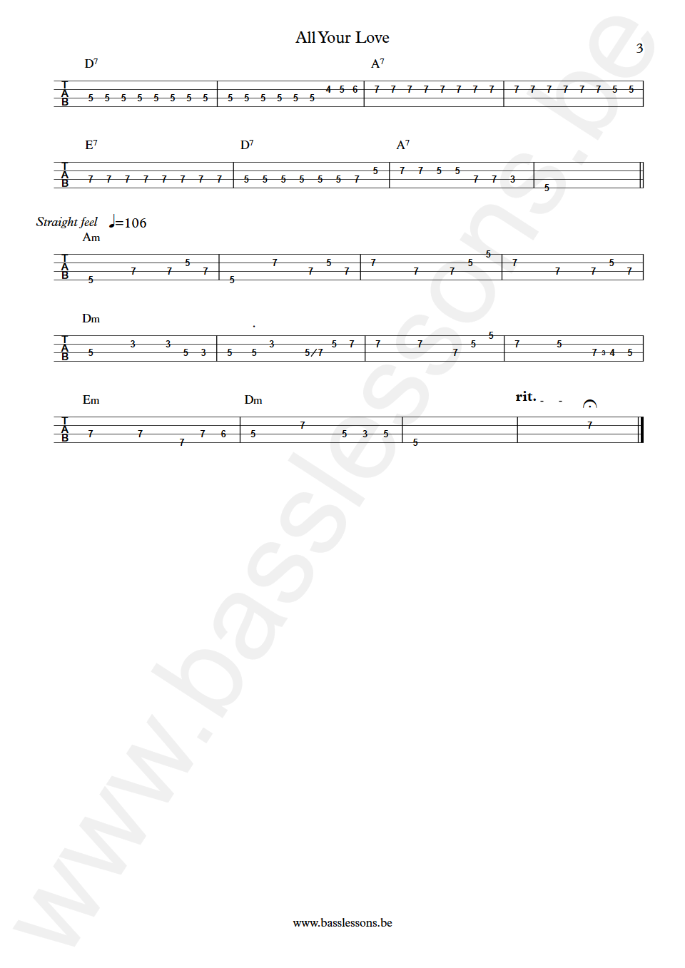 John Mayall Bluesbreakers All Your Love John McVie Bass Tabs part 3