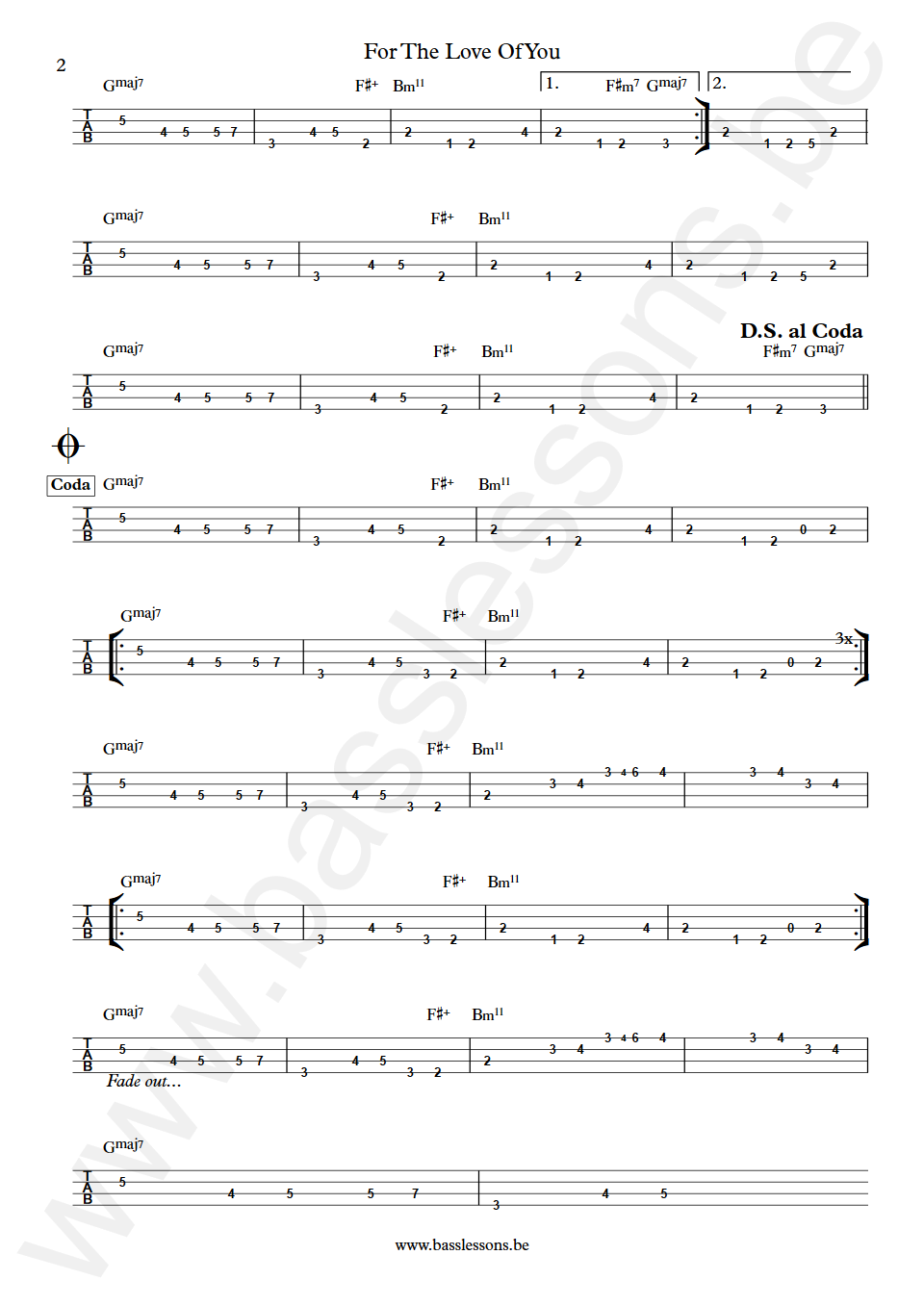 The Isley Brothers For The Love Of You Marvin Isley Bass Tabs part 2