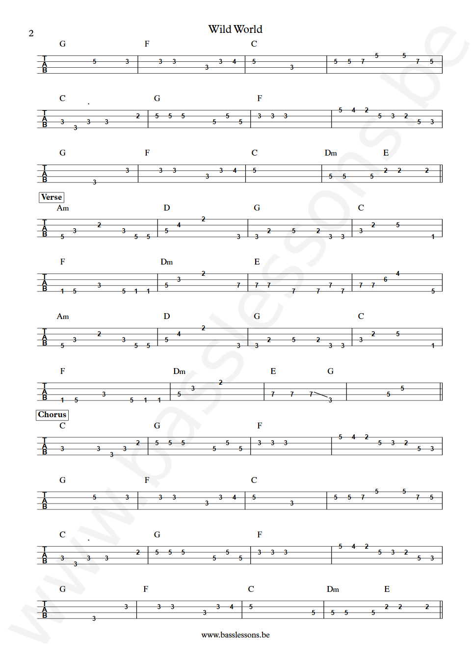 Maxi Priest Wild World Robbie Shakespeare Bass Tabs part 2