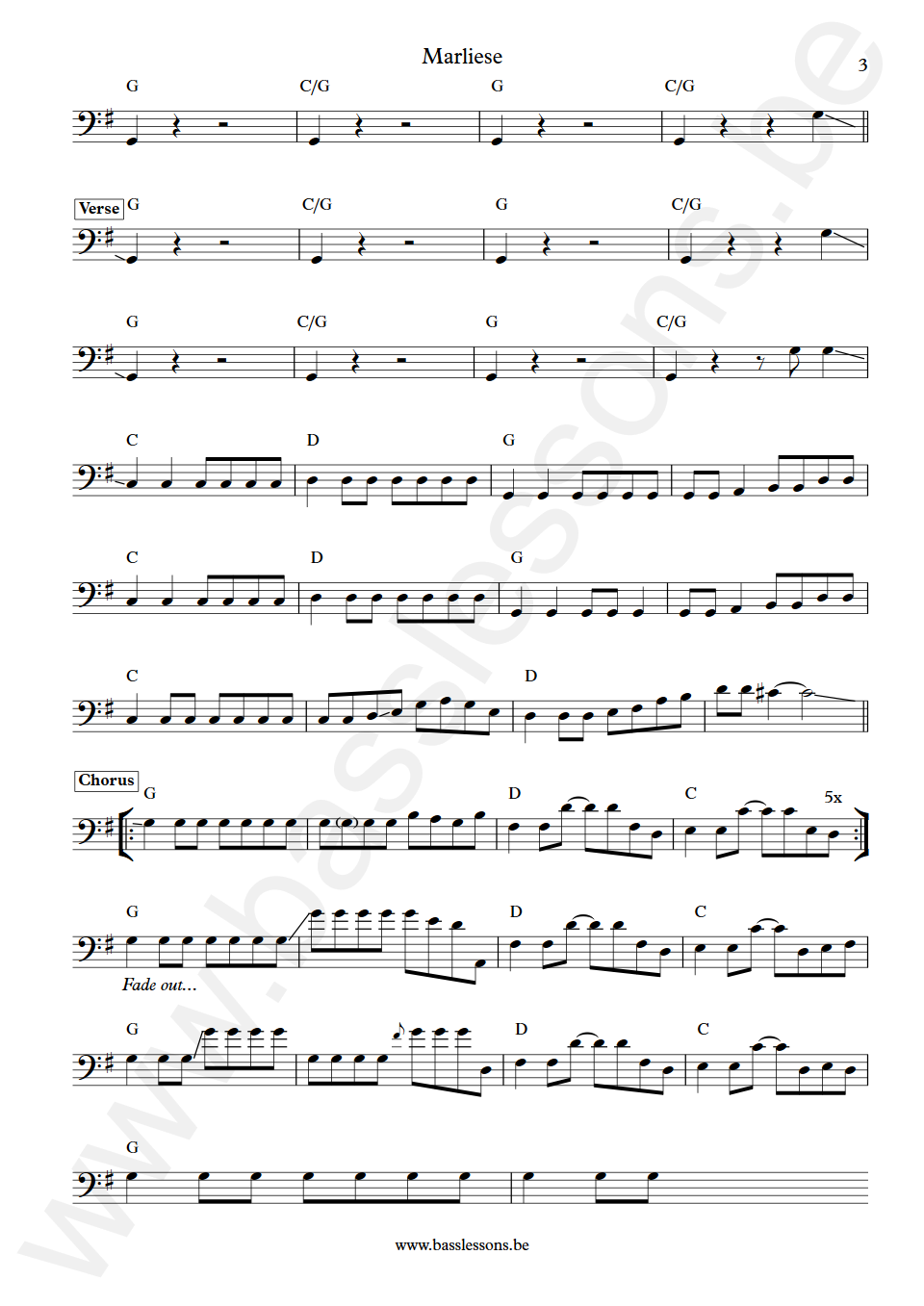 Fischer-Z Marliese David Graham Bass Transcription part 3