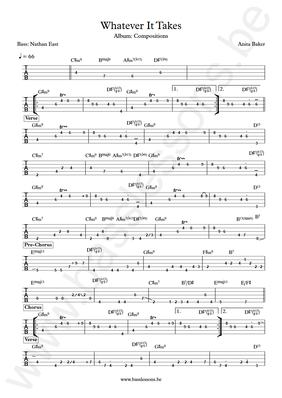 Anita Baker Whatever It Takes Nathan East Bass Tab