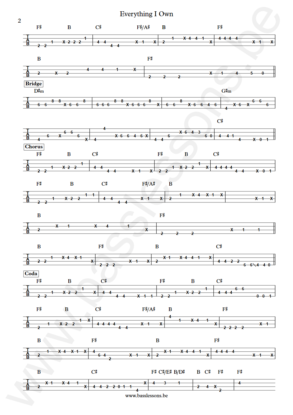 Boy George Everything I Own Ian Maidman Bass Tabs part 2