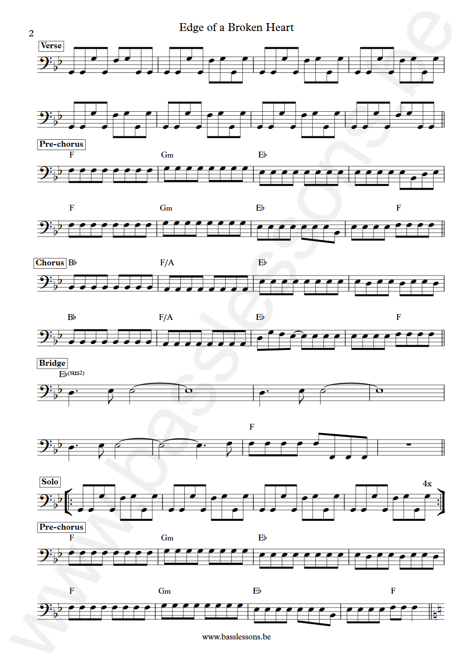 Vixen Edge of a Broken Heart Share Pedersen Bass Transcription part 2