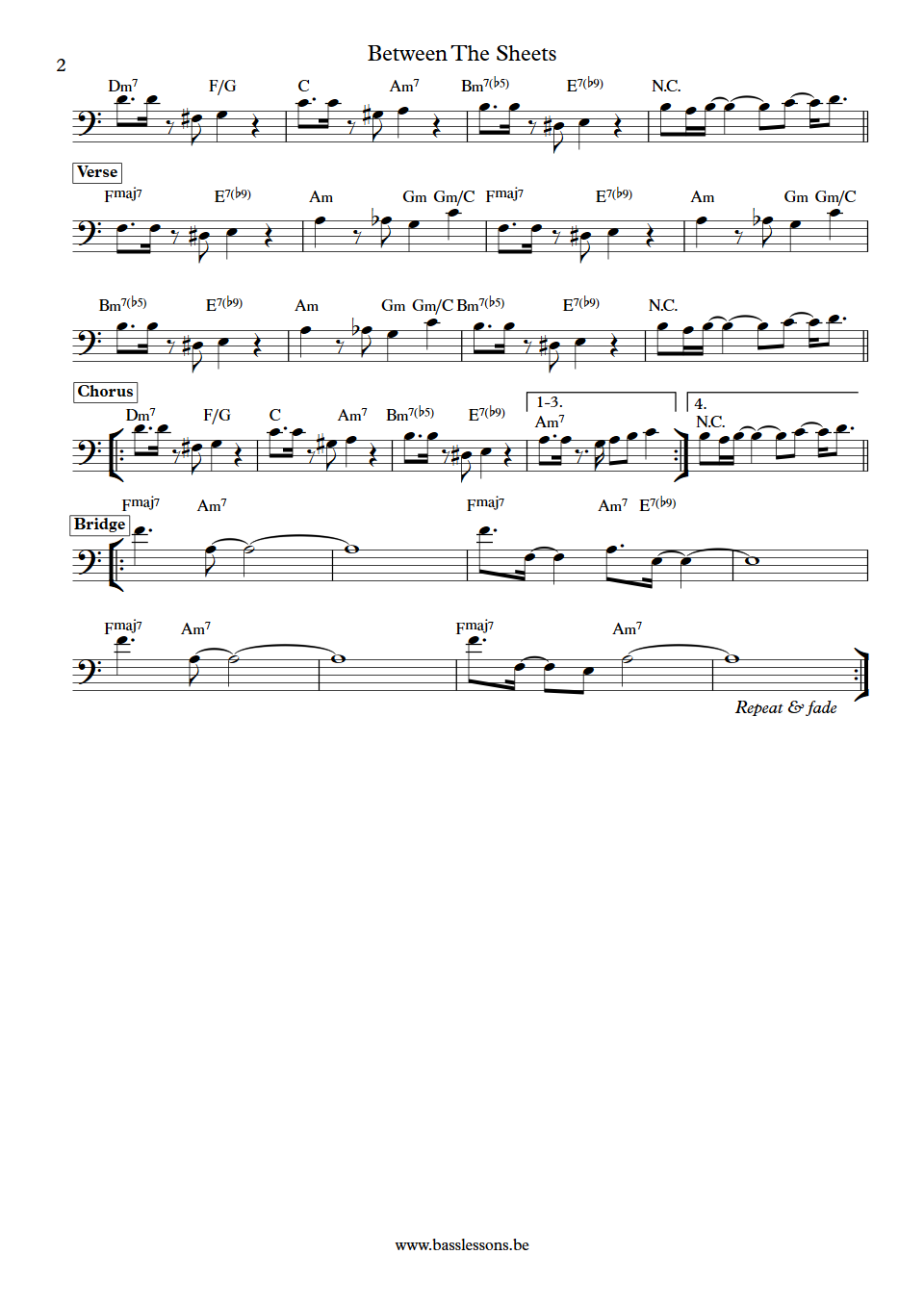 The Isley Brothers Between The Sheets Marvin Isley Bass Transcription part 2