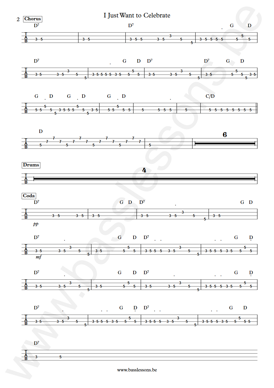 Rare Earth I Just Want to Celebrates John Persh Bass Tabs part 2