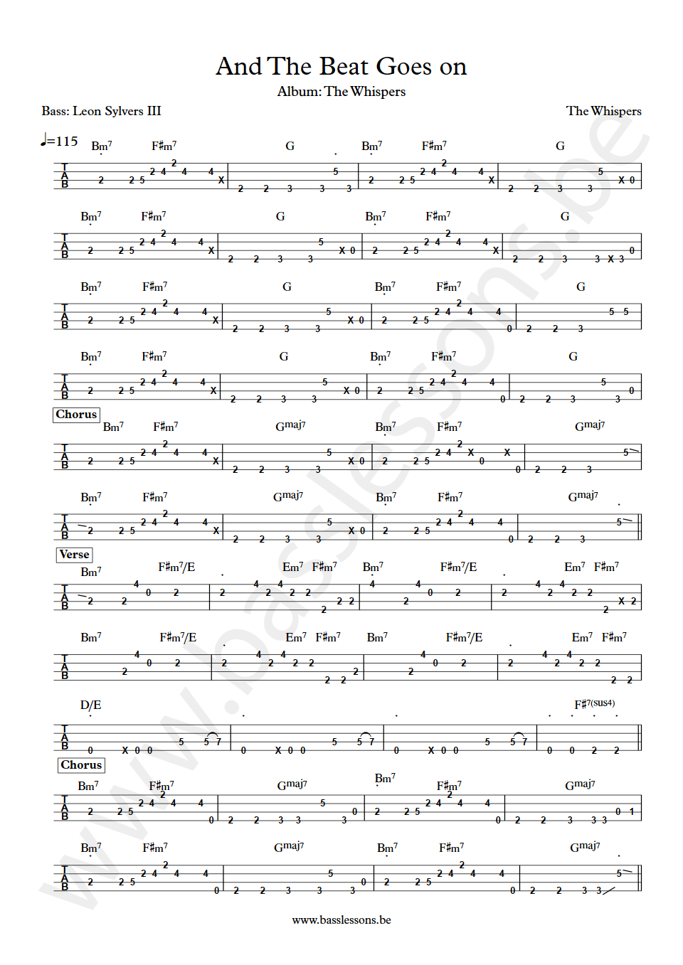 The whispers And the beat goes on Leon Sylvers III bass tab
