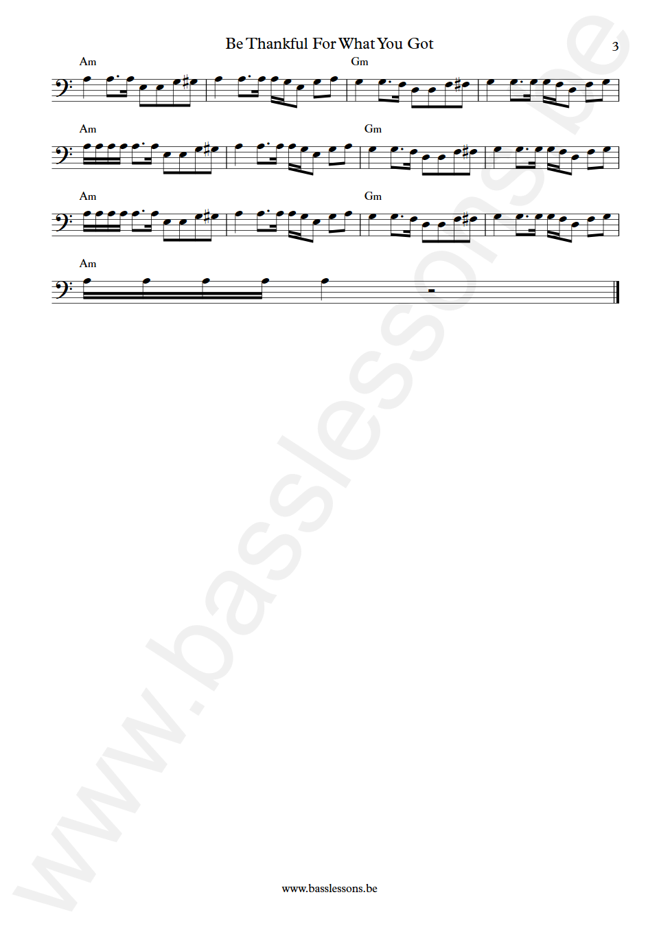 Sade Be Thankful For What You Got Paul S. Denman Bass Transcription part 3