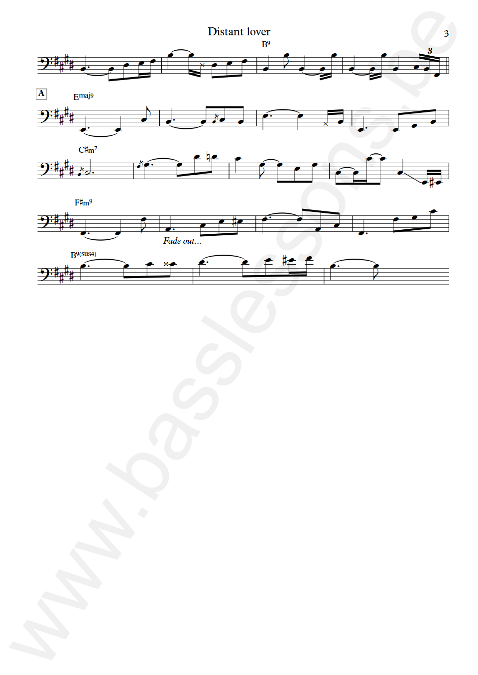 Marvin Gaye Distant lover James Jamerson Bass Transcription part 3