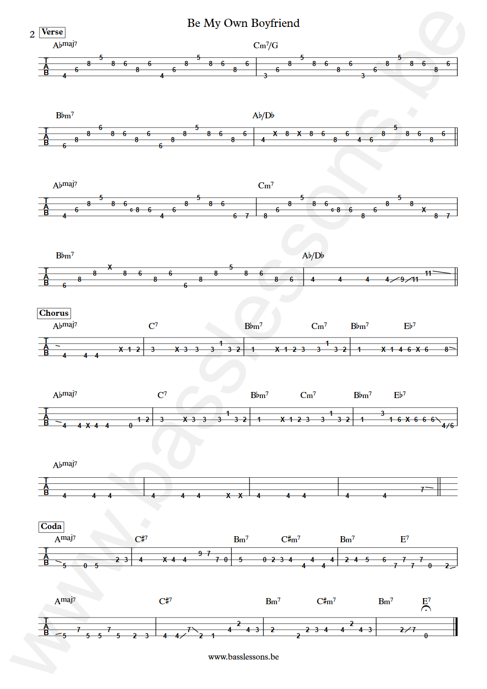 Olivia Dean Be My Own Boyfriend Finn Zeferino-Birchall Bass Tabs part 2