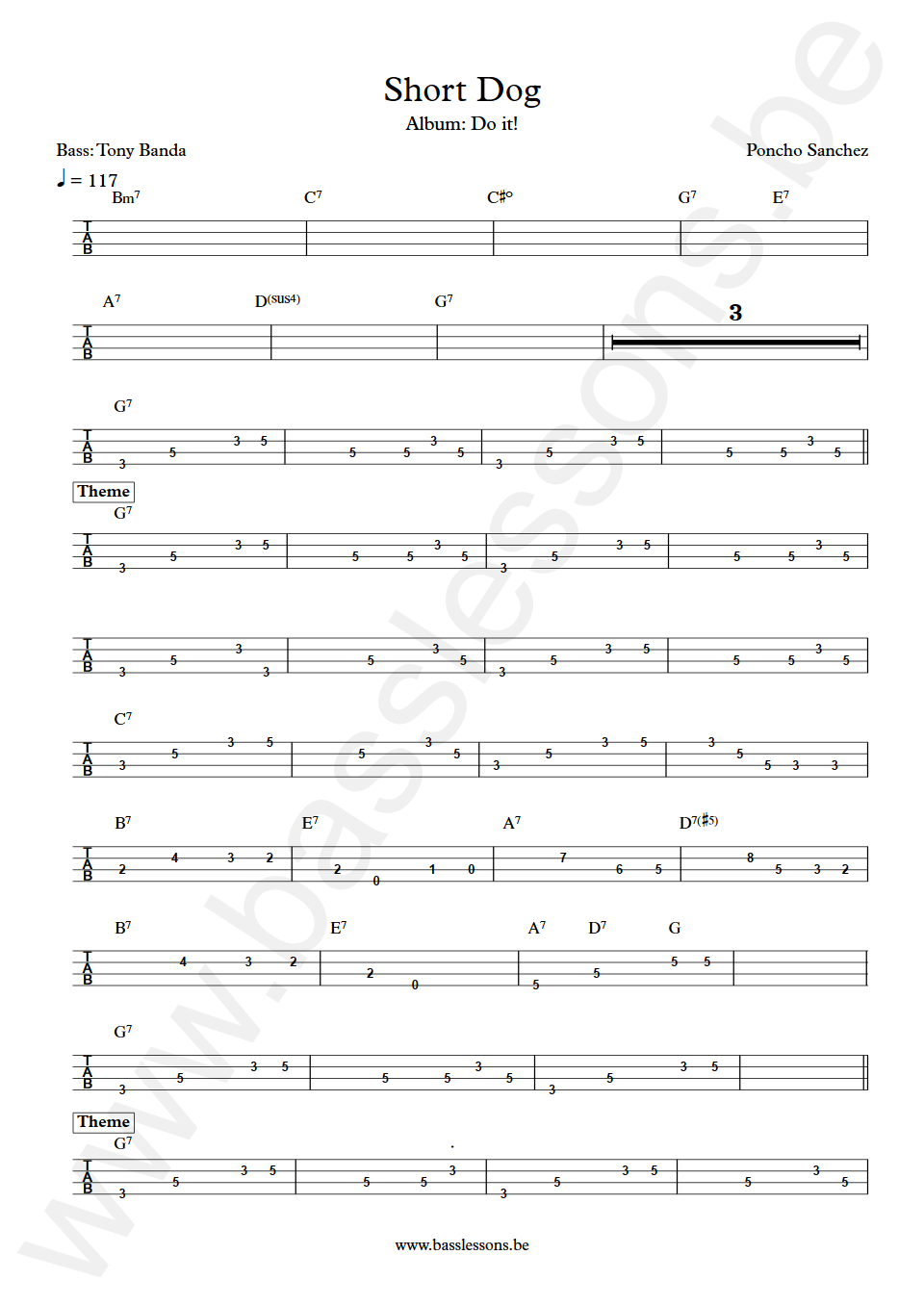 Poncho Sanchez Short Dog Tony Banda Bass tabs