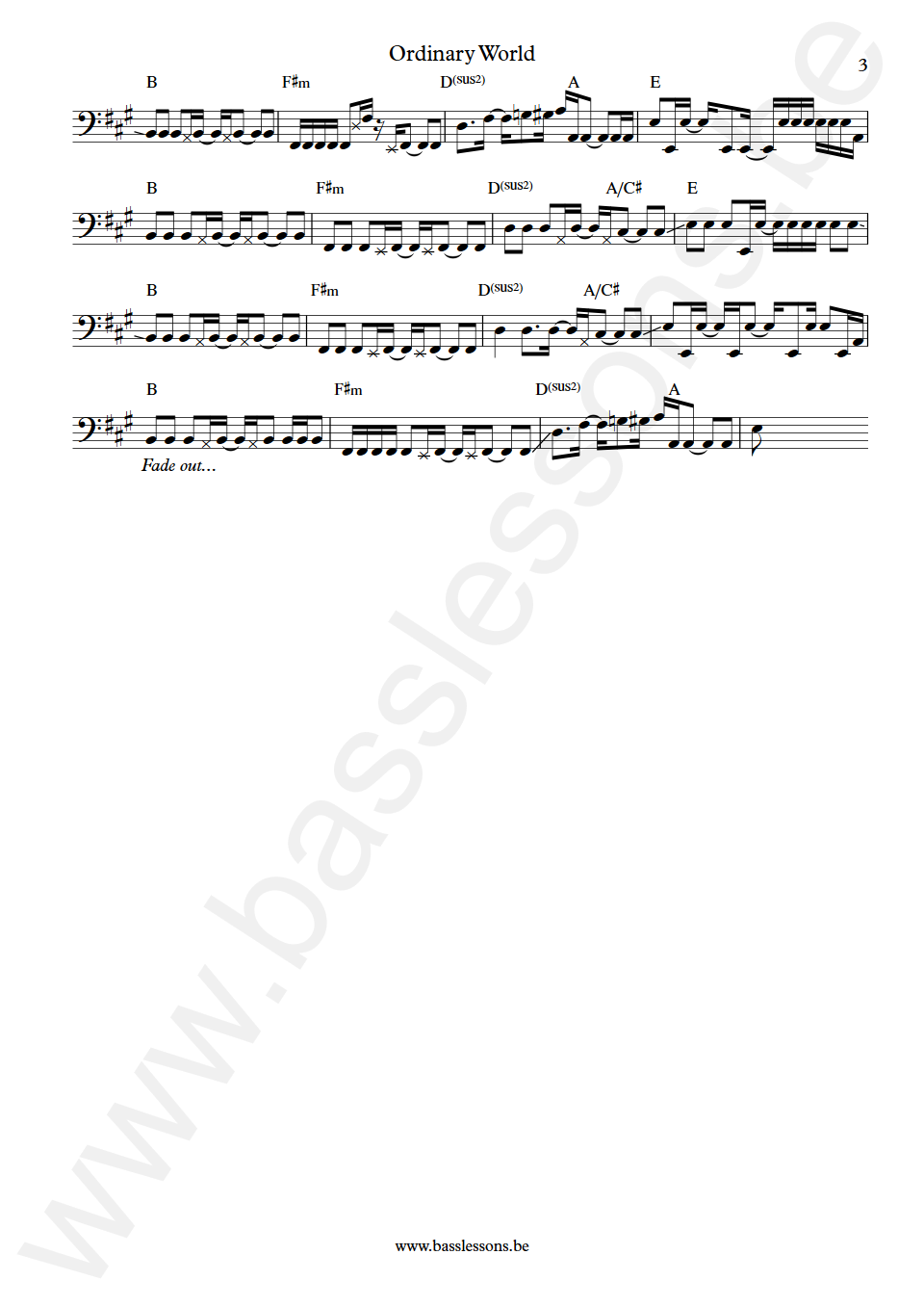 Duran Duran Ordinary World John Taylor Bass Transcription part 3