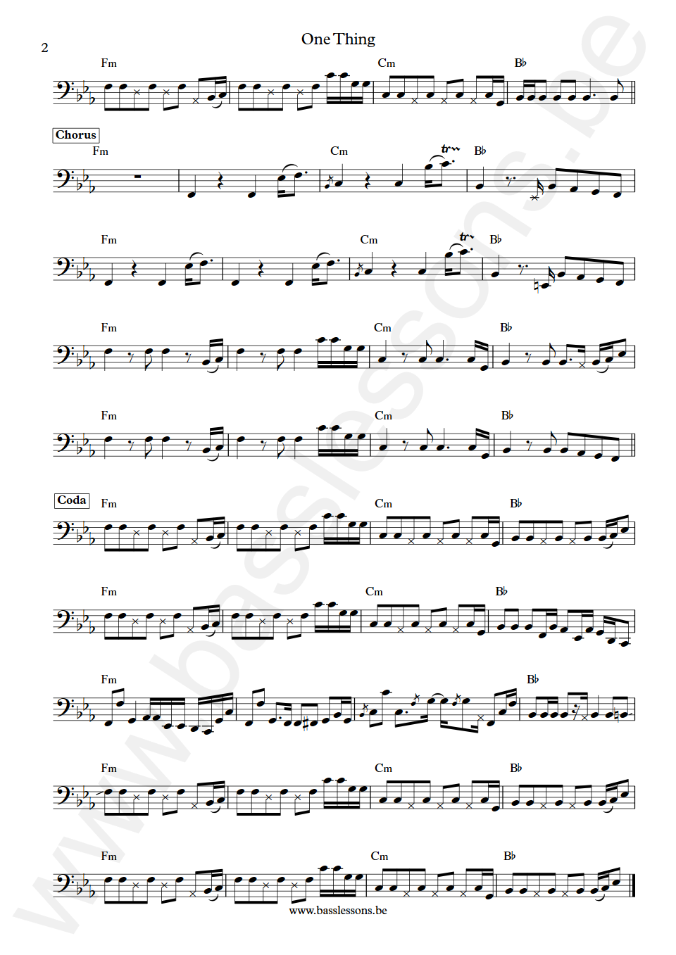 Lola Young One Thing Bass Transcription part 2