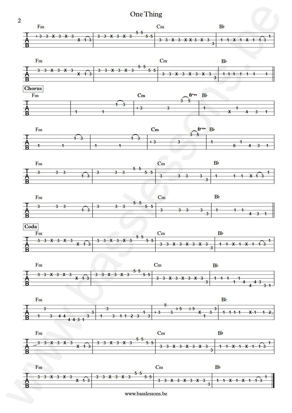 Lola Young One Thing Bass Tabs part 2