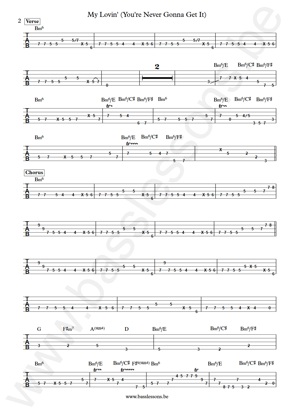En Vogue My Lovin Bass Tabs part 2