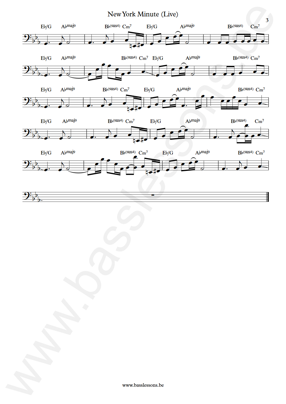 Don Henley New York Minute (Live) Pino Palladino Bass Transcription part 3