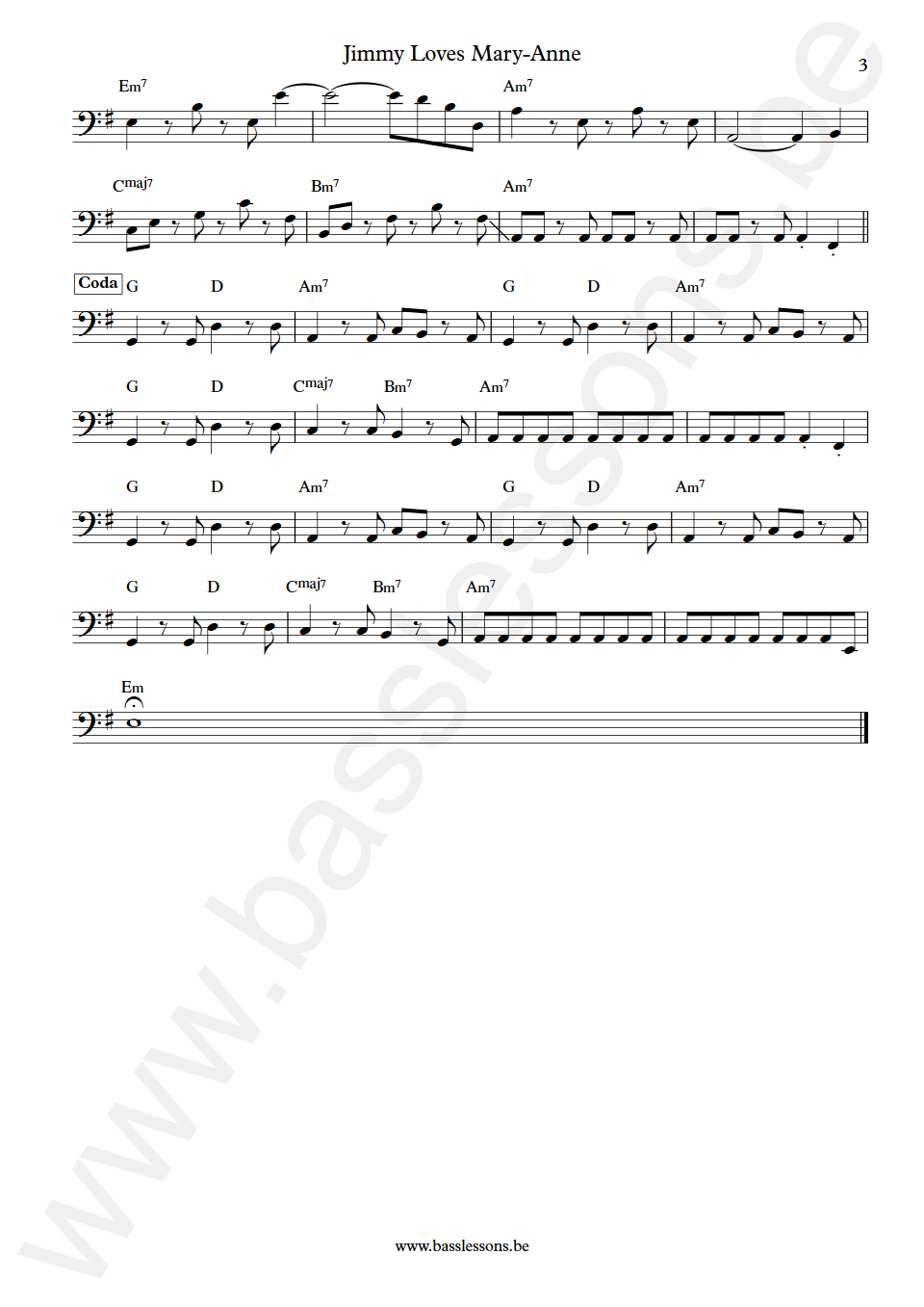 Looking Glass Jimmy Loves Mary-Anne Pieter Sweval Bass Transcription part 3