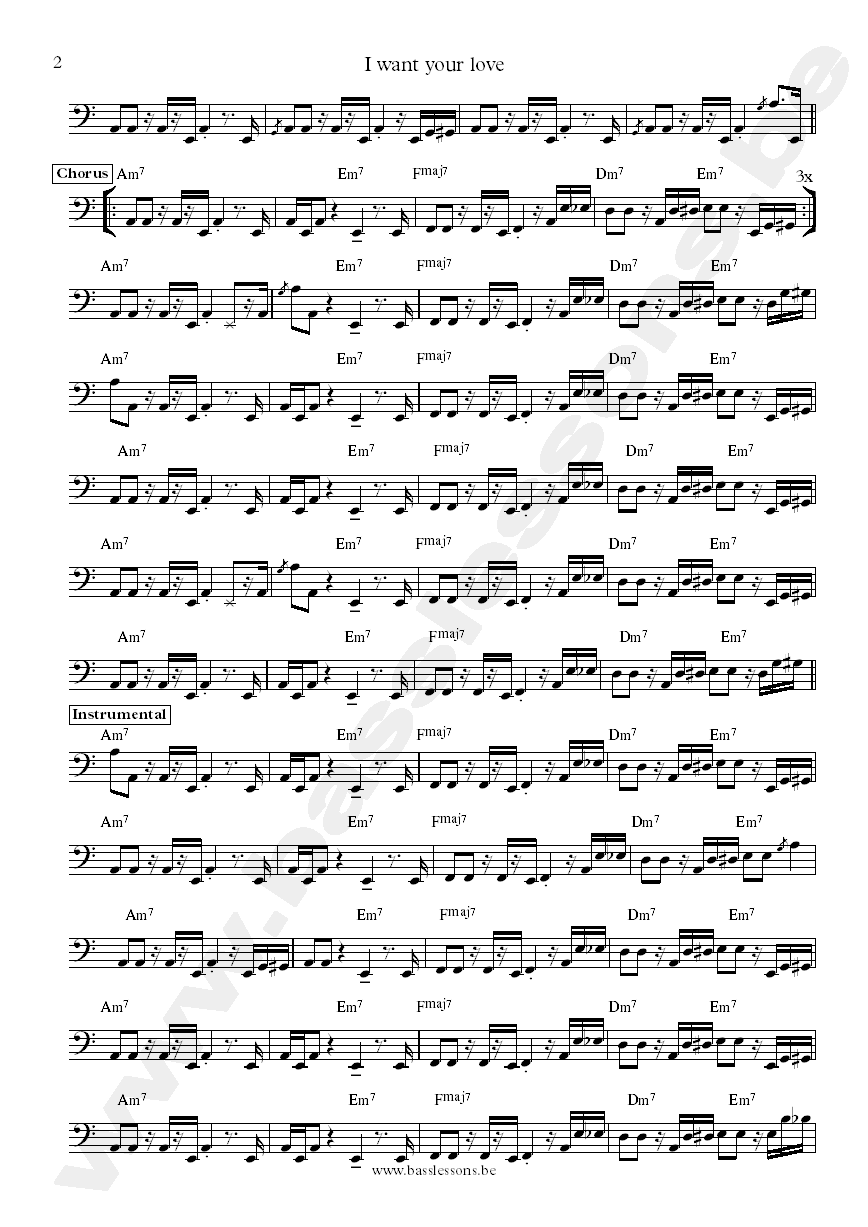 chic I want your love Bernard Edwards bass transcription part 2