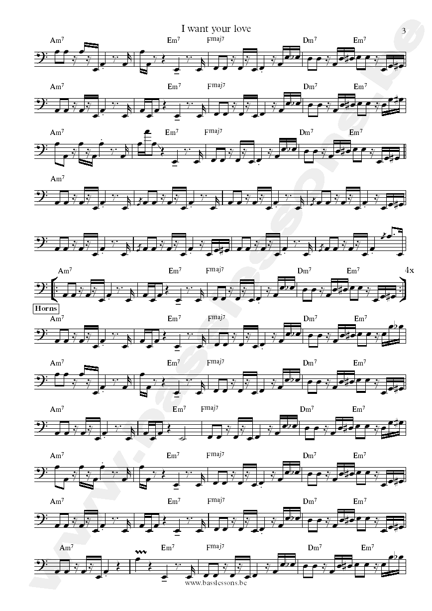 chic I want your love Bernard Edwards bass transcription part 3