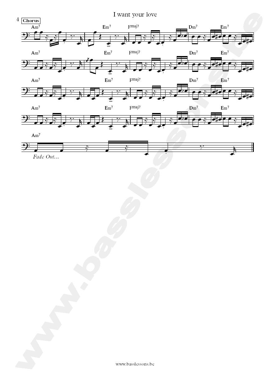 chic I want your love Bernard Edwards bass transcription part 4
