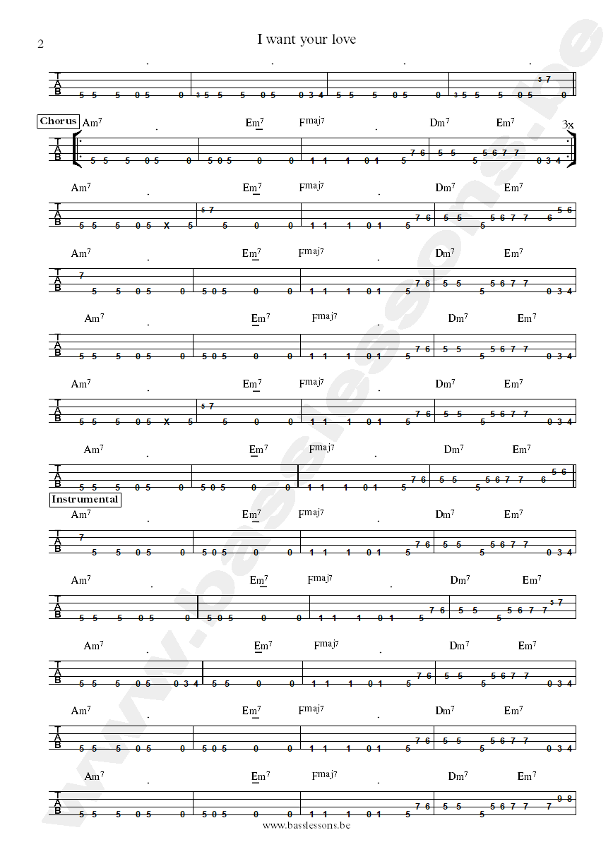 chic I want your love Bernard Edwards bass tab part 2