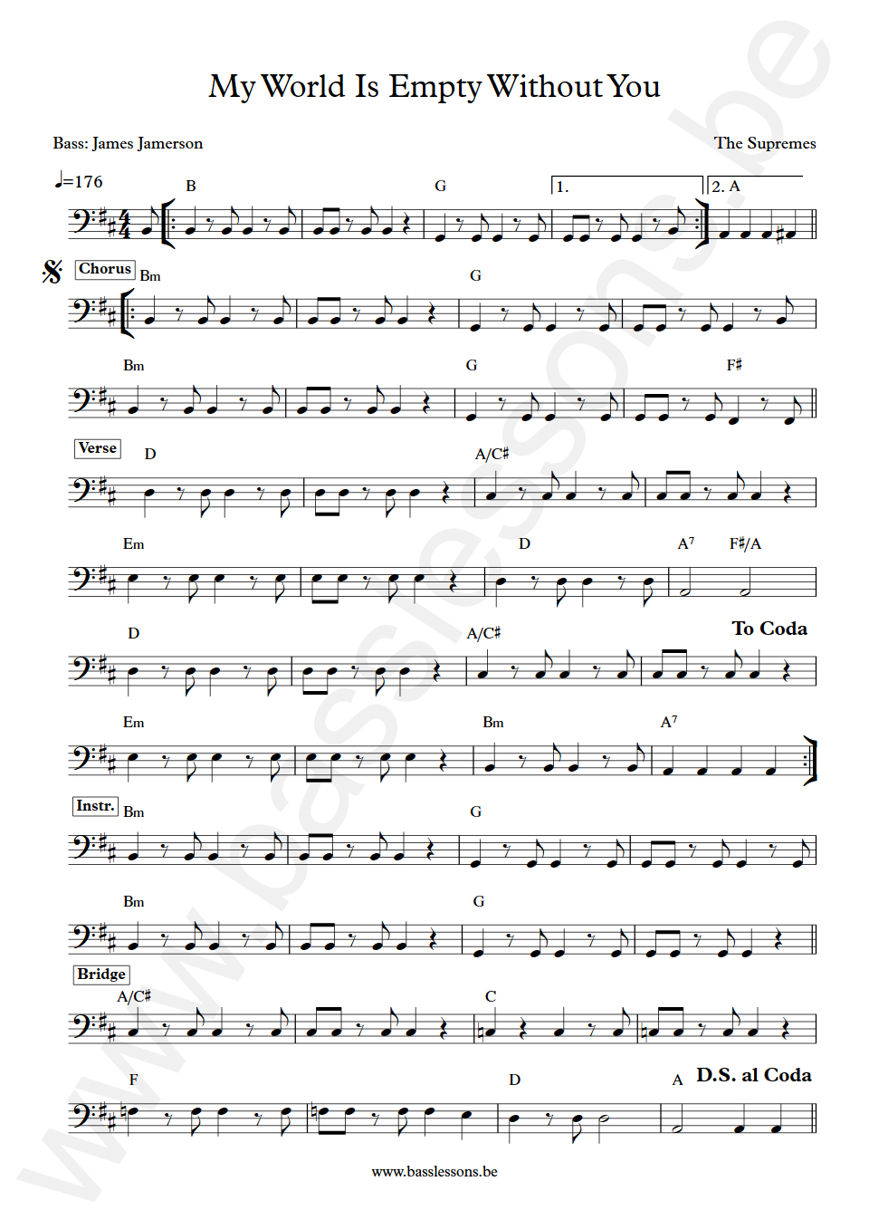 The Supremes My World Is Empty Without You James Jamerson  Bass Transcription