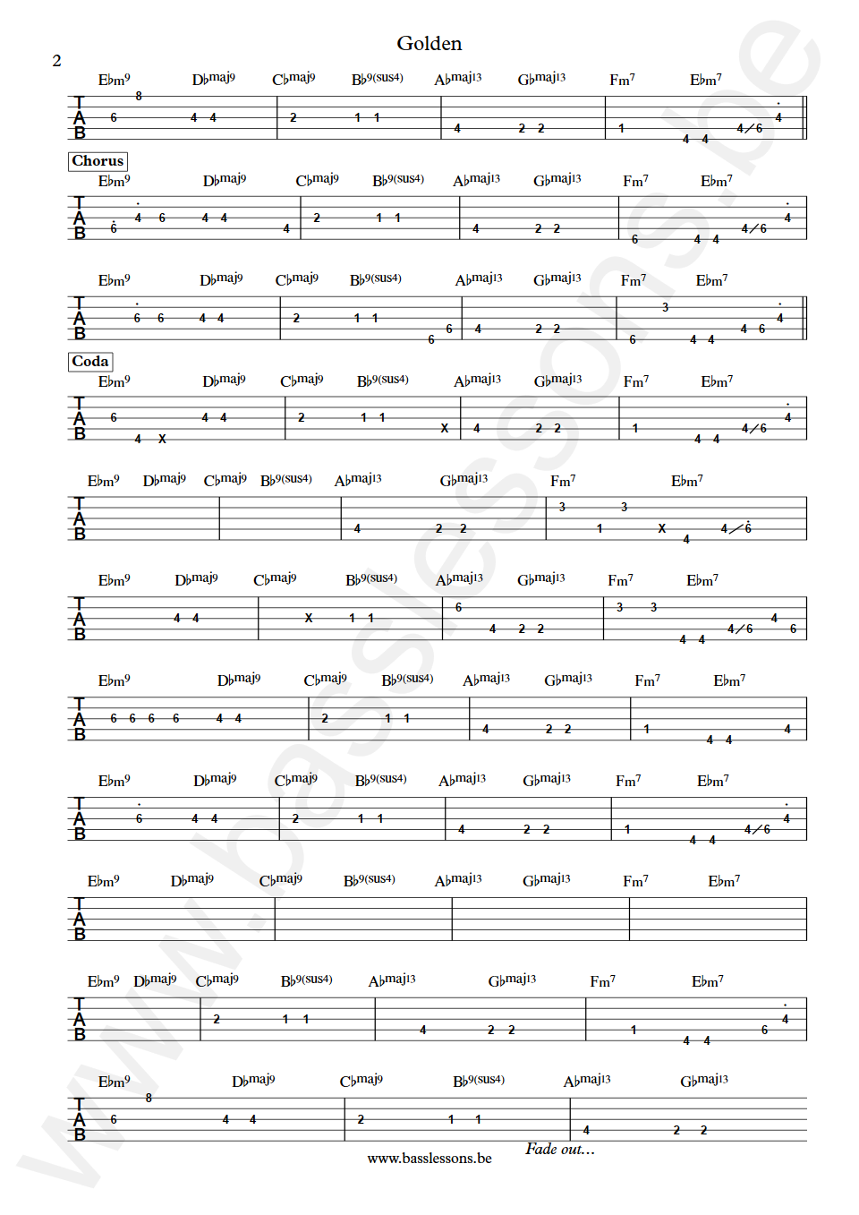 Jill Scott Golden Harold Robinson Bass Tabs part 2