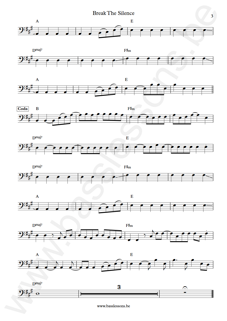 Palace Break The Silence Will Dorey Bass Transcription part 3