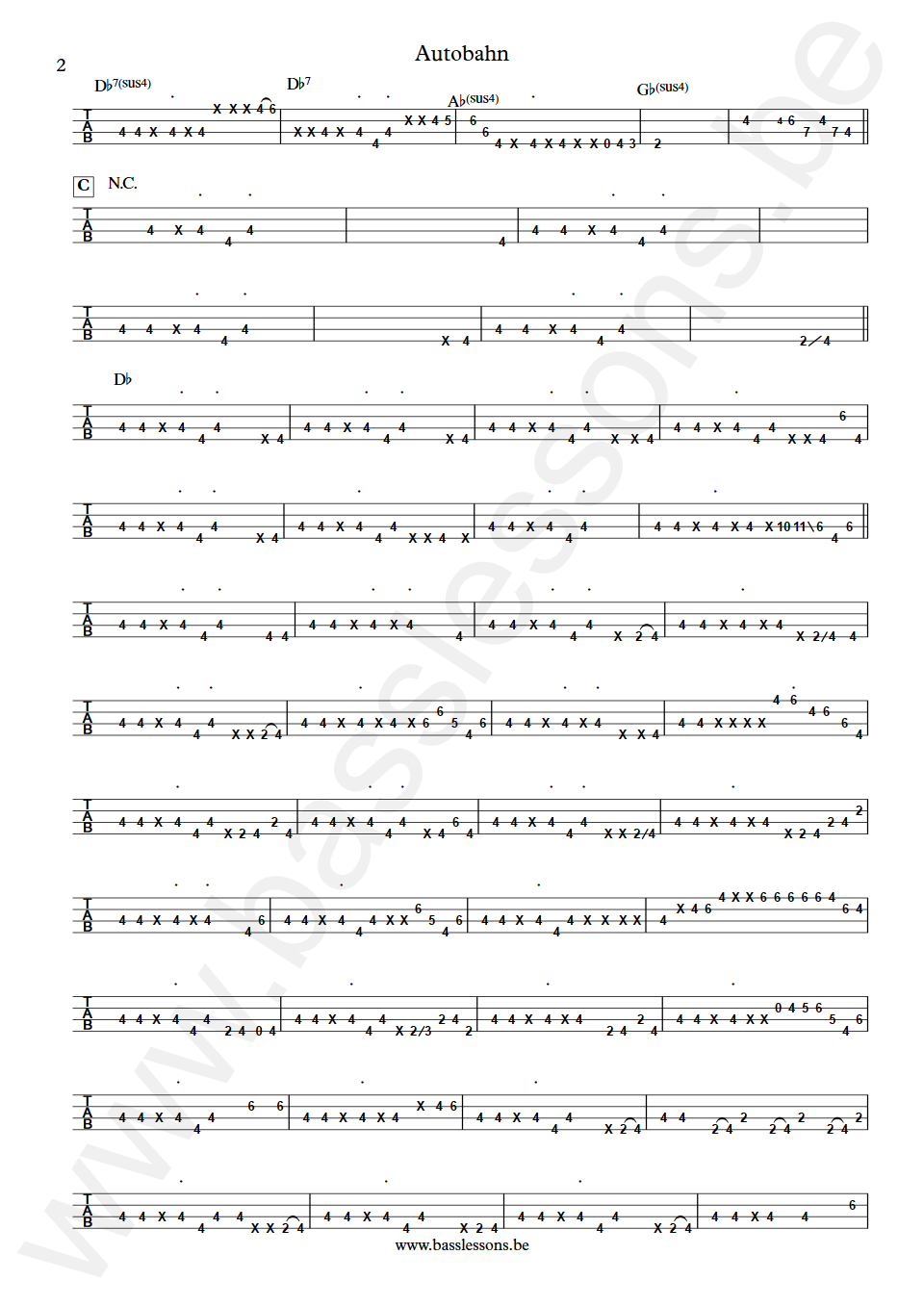 Fearles Flyers Autobahn Joe Dart Bass Tabs part 2