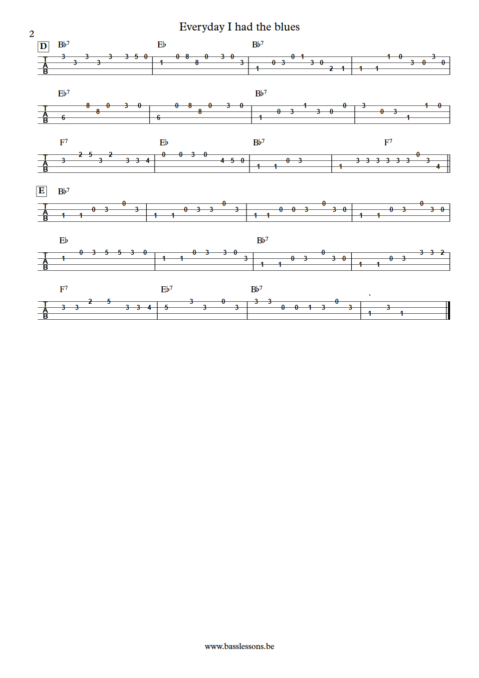 Champion Jack Dupree Everyday I Had The Blues Mogens Seidelin Bass Tabs part 2