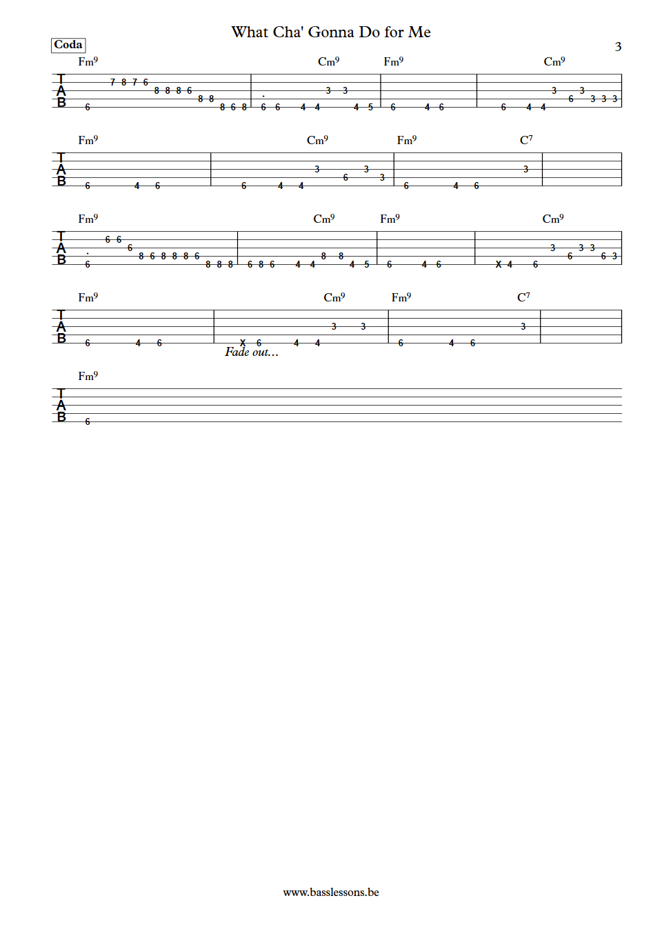 Chaka Khan What Cha Gonna Do for Me Anthony Jackson Bass Tabs part 3