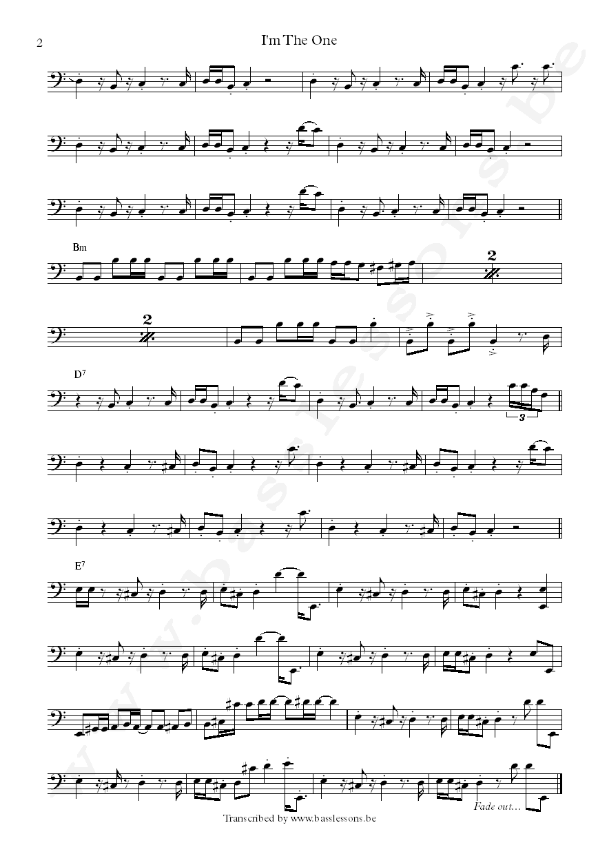 Average white band im the one bass transcription part 2
