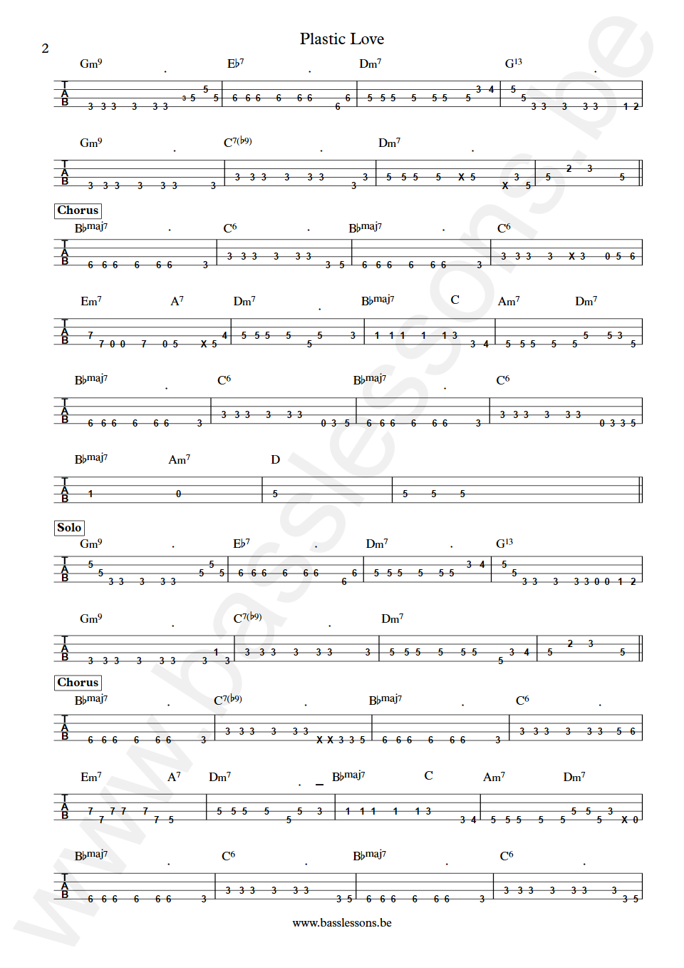 Mariya Takeuchi Plastic Love Koki Ito Bass Tab part 2