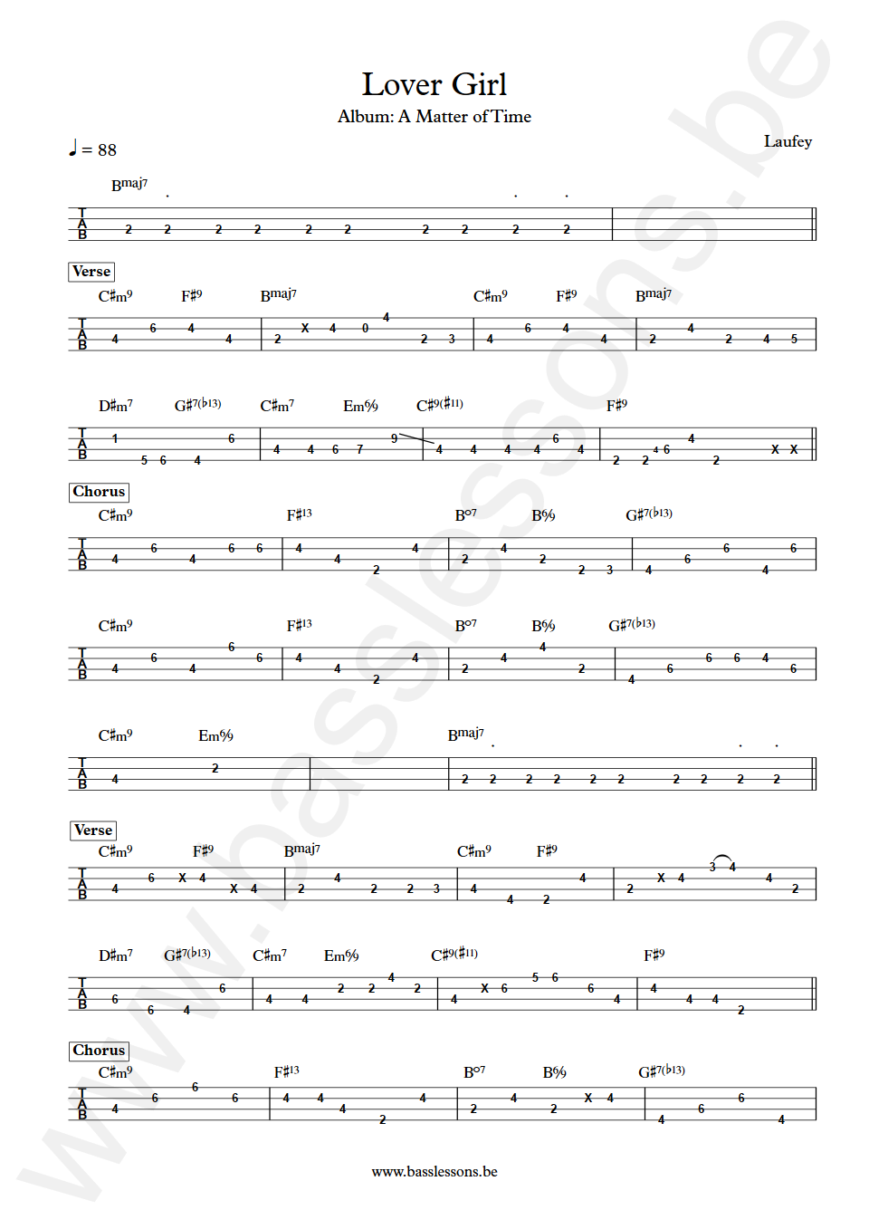 Laufey Lover Girl  Spencer Stewart Bass Tabs