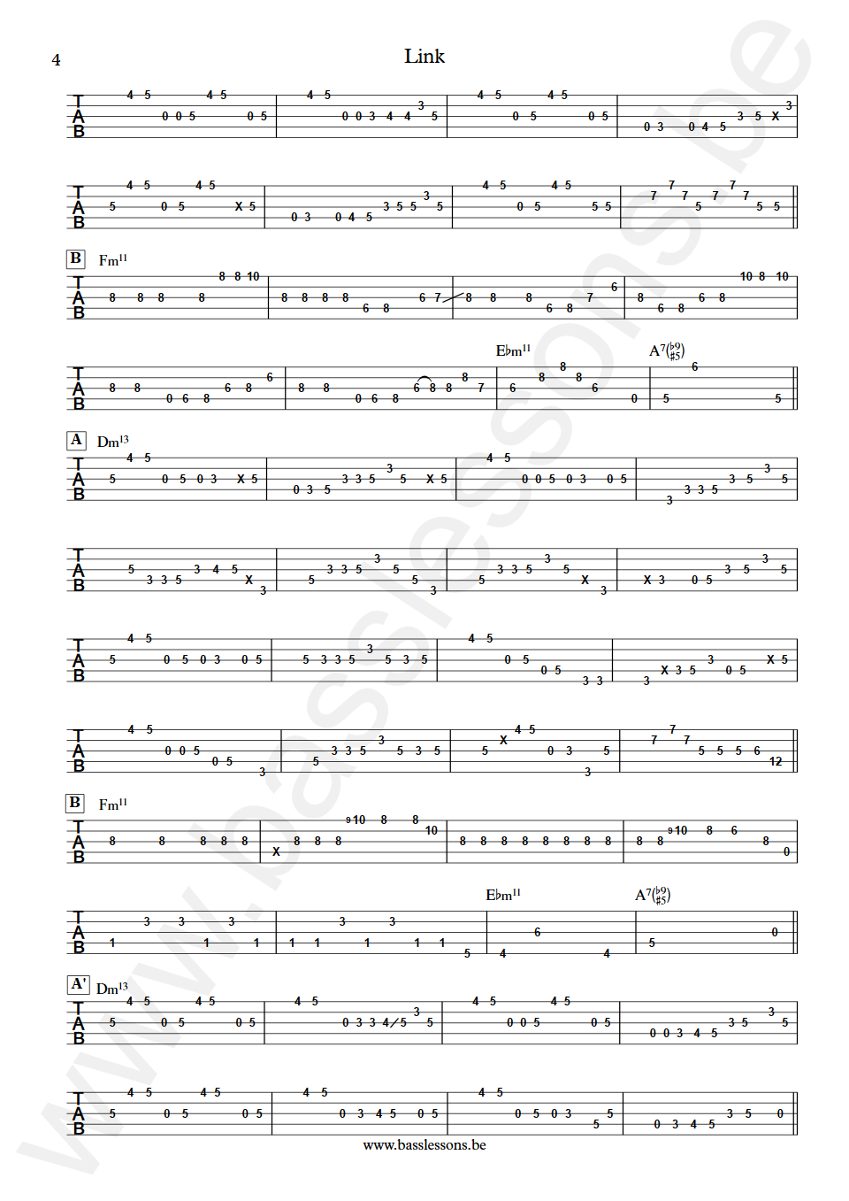 Mike stern Link Lincoln Goines Bass Transcription Tabs part 4