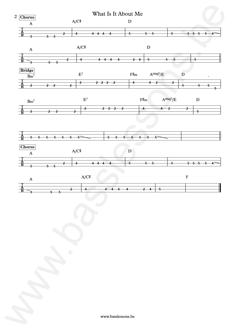 Lola Young What Is It About Me Bass Tabs Part 2