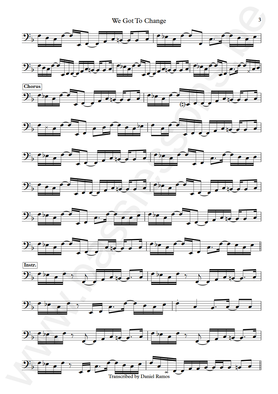 James Brown We Got To Change Bootsy Collins Bass Transcription part 3