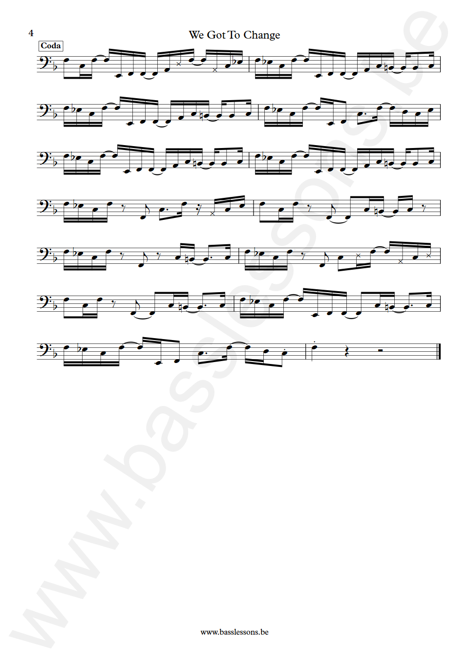 James Brown We Got To Change Bootsy Collins Bass Transcription part 4