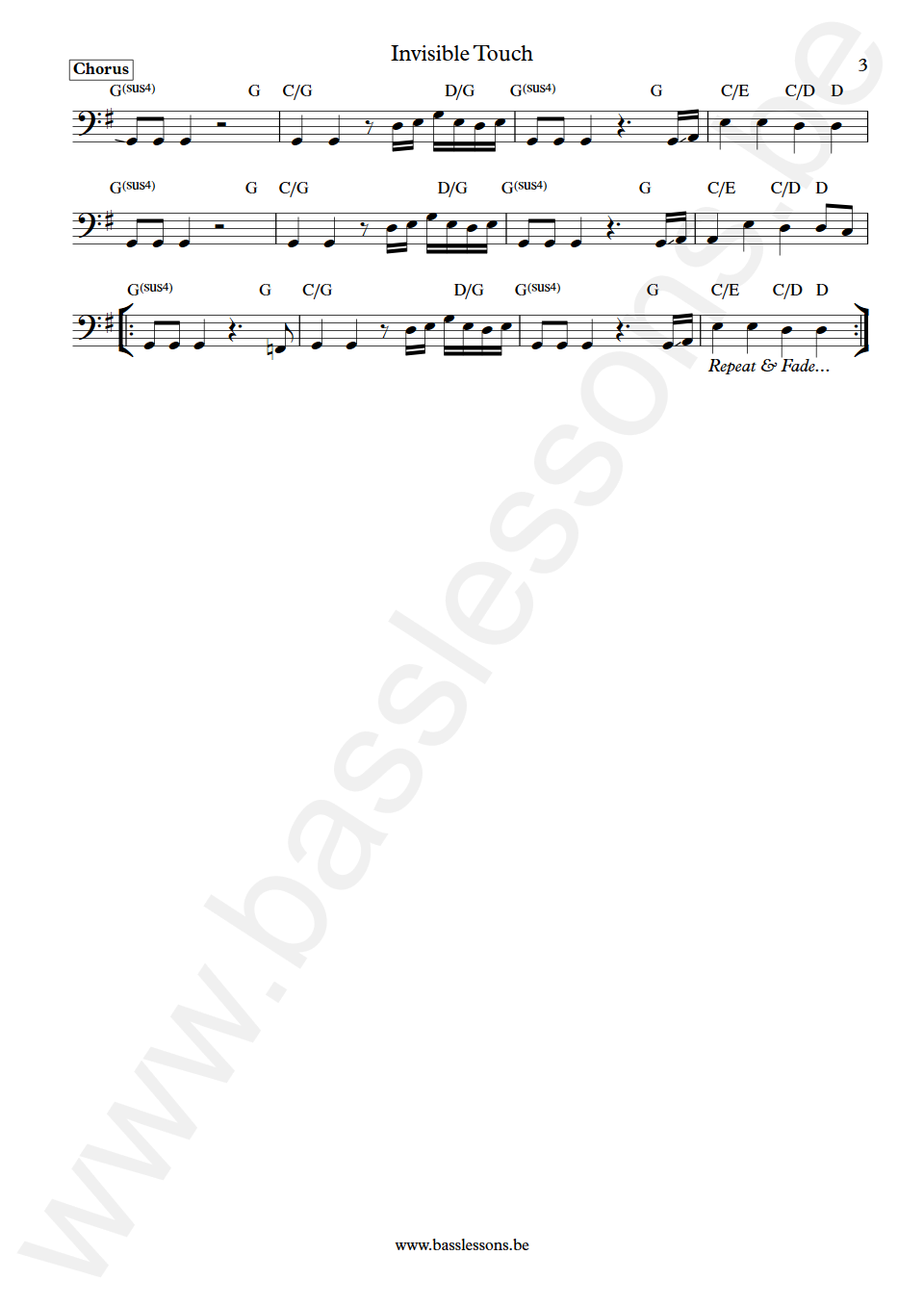 Genesis  Invisible Touch Mike Rutherford Bass Transcription part 3