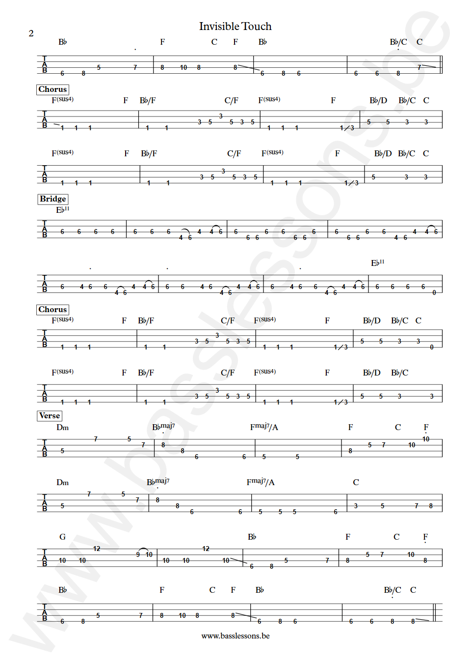 Genesis  Invisible Touch Mike Rutherford Bass Tabs part 2