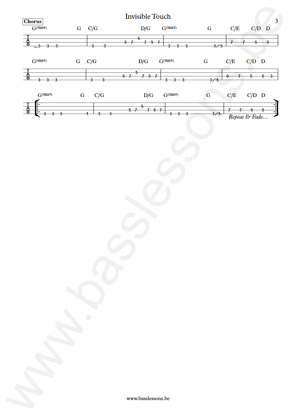 Genesis  Invisible Touch Mike Rutherford Bass Tabs part 3