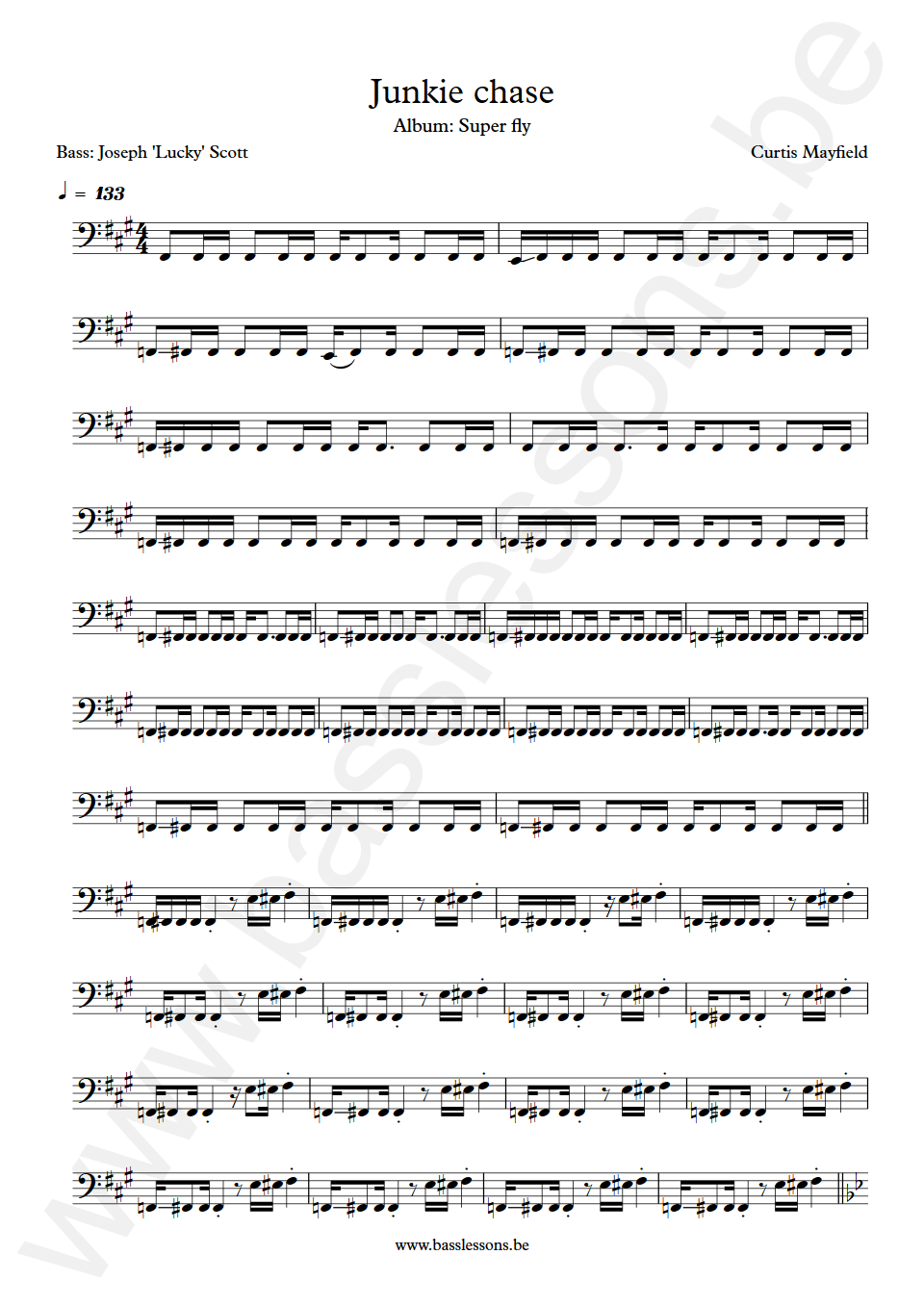 Curtis Mayfield Junkie Chase Joseph Lucky Scott Bass Transcription
