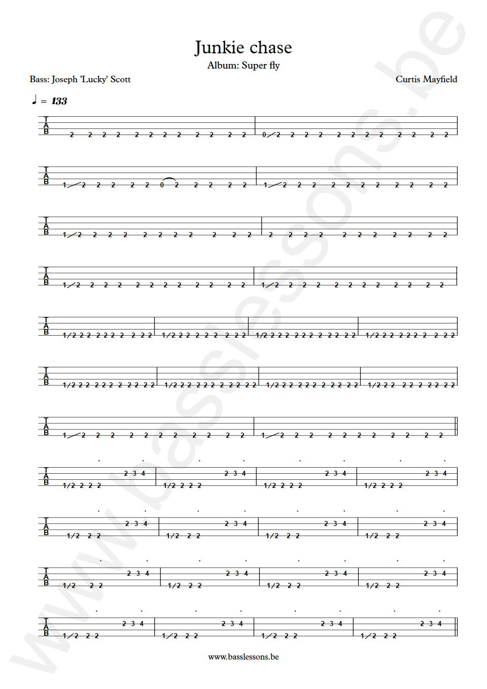 Curtis Mayfield Junkie Chase Joseph Lucky Scott Bass Tabs